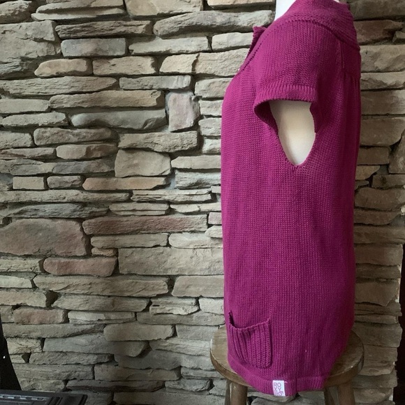 Roxy Cap Sleeve Knot Two Button Cardigan - Picture 3 of 4